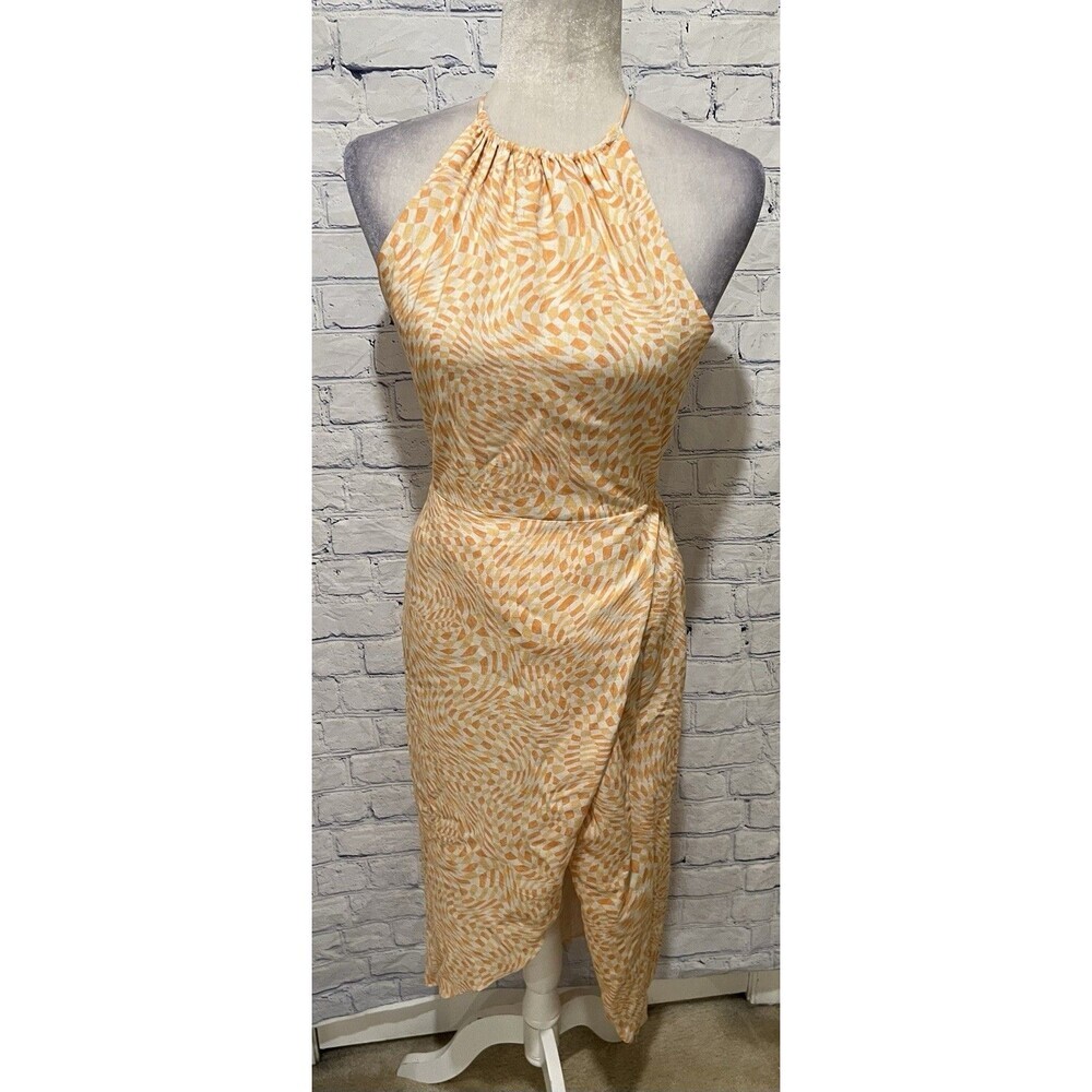 NWT Sage The Label Halter midi dress with a low back and a wrap-style skirt XS